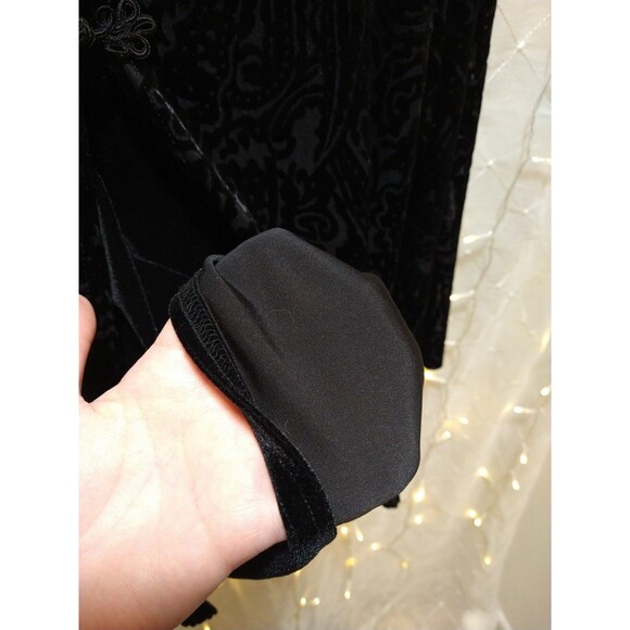 KATHIE LEE COLLECTION WOMANS L VINTAGE BLACK VELVET BURNOUT PAISLEY BLOUSE VEST - Picture 5 of 14